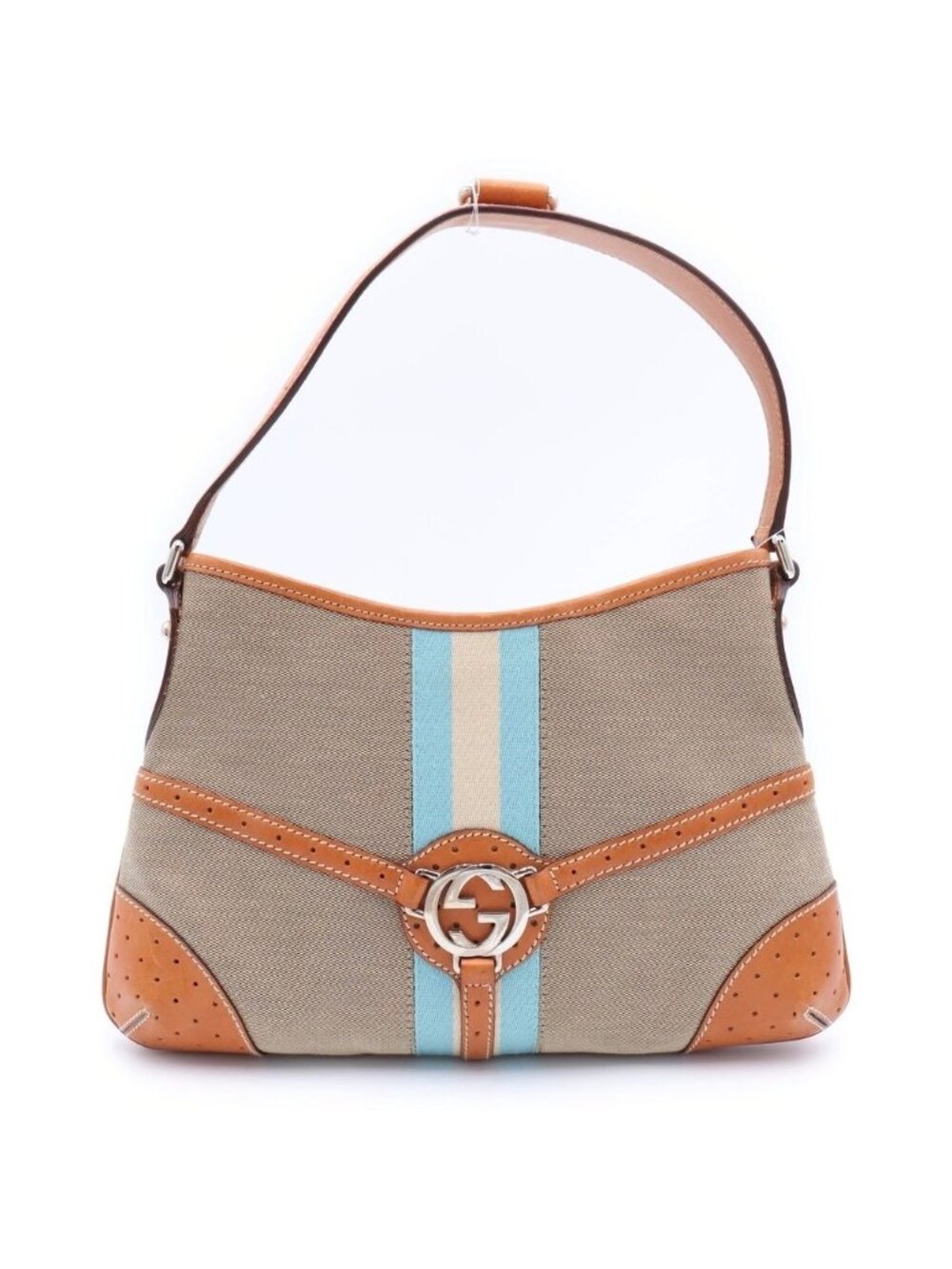 Gucci Shoulder Bag Interlocking Brown Jacquard Leather